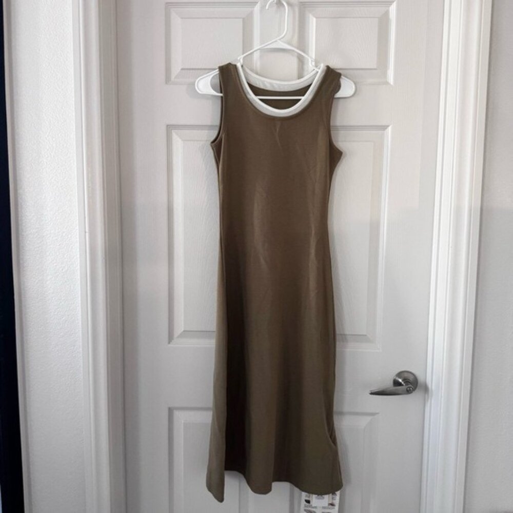 Ribbed Tank Maxi Dress Olive Tan Women’s Size XS